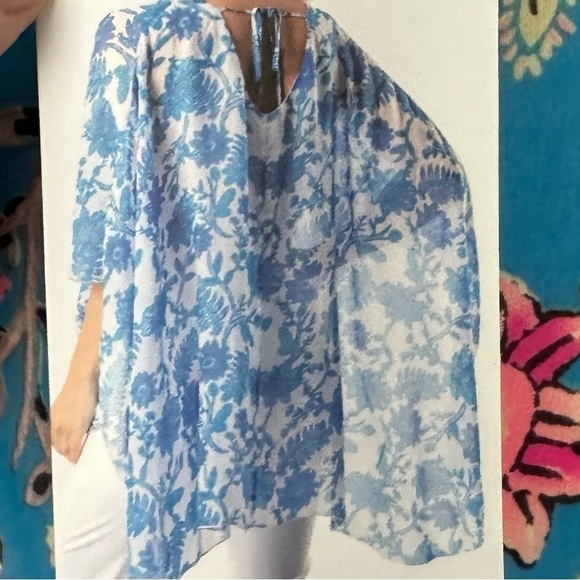 Simply Noelle Short Sleeve Sheer Blouse with Lined Bodice Flowy Back Size M - Picture 11 of 11